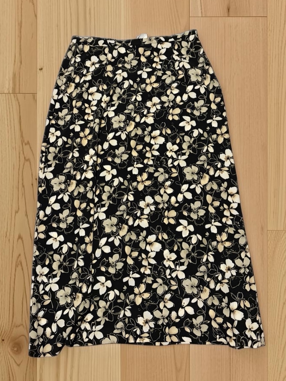 VINTAGE Kathie Lee Collection Size 12 Black Floral Maxi Skirt 90s Y2K